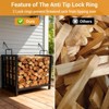Small Firewood Rack Outdoor Indoor, Black Metal Wood Rack with Handles, Heavy Duty Log Holder Storage Organizer for Fireplace, Wood Stove, Fire Pit - 3 of 4