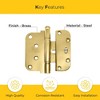 Brixwell 850-8762435 Ultimate 2D Adjustable Steel Guide Hinge Removable Pin Polished Brass Finish - 3 of 4