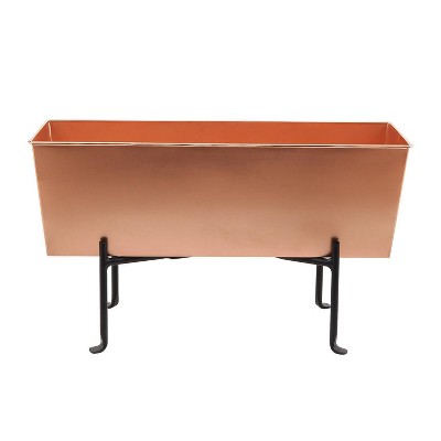 Medium Galvanized Metal Rectangular Planter Box with Folding Stand Copper - ACHLA Designs