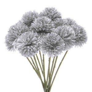 Unique Bargains Plastic Silk Durable Artificial Chrysanthemum Ball Flowers 11" - 1 of 4