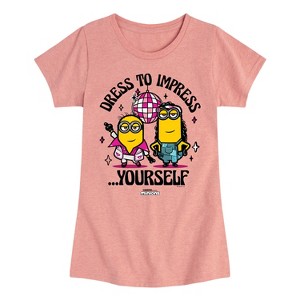 Girls' - Despicable Me Minions - Dress To Impress Yourself Fitted Short Sleeve Graphic T-Shirt - 1 of 4