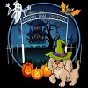 Junior's Design By Humans Puppy Dog Witch Hat Halloween Ghost By Fractals T-Shirt - 2 of 3