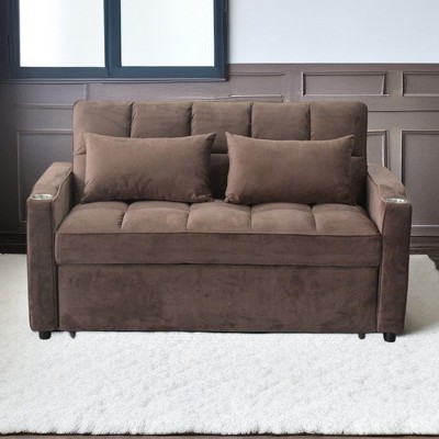 Sleeper Chair Bed 4-in-1 Convertible Chair Bed Ottoman Pull Out Sofa Bed W/Adjustable Backrest Tufted Fabric