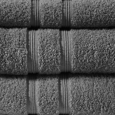 Aegean Charcoal Turkish Cotton Hand Towel Set of Six