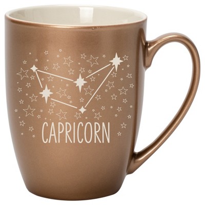 100 North Zodiac 10 Ounce Bronze Metallic Finish, Comfortably Fits Your Hands, New Bone China Coffee Tea Cup Mug, Capricorn