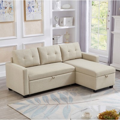 SKRAN 4 in 1 Convertible Sleeper Sofa Bed, L Shaped Sectional Couch with Storage, with Pullout Bed, for Living Room, Dorm, Office, Apartment