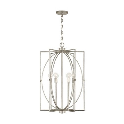 Antique Silver 6-Light Transitional Metal Chandelier