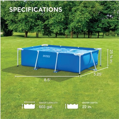 Intex 8.5ft x 5.3ft Blue Rectangular Frame Above Ground Pool