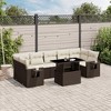vidaXL Patio Sofa Set with Cushions Outdoor Furniture 8 Piece Poly Rattan - Brown and Cream without storage - 2 of 4