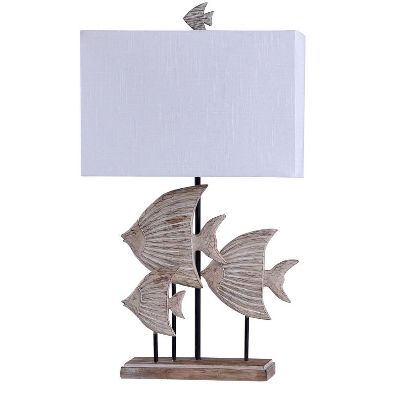 Rona Carved Fishes Table Lamp with Rectangle Shade Beige - StyleCraft, 5 of 6