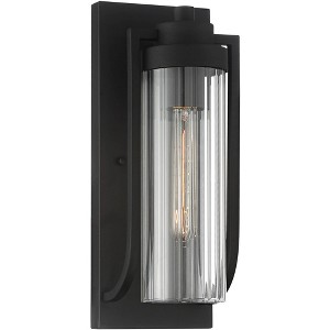 Possini Euro Design Bogata Modern Outdoor Wall Light Fixture Textured Black 15 1/2" Clear Ribbed Glass for Post Exterior Barn Deck House Porch Yard - 1 of 4