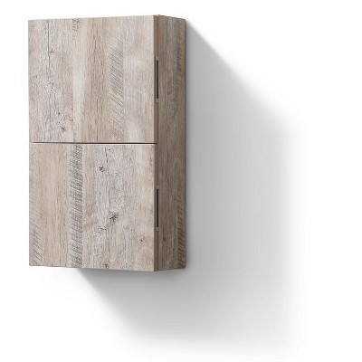 KubeBath Bliss 14Inch Wide by 24Inch High Linen Side Cabinet With One Door in Nature Wood Finish