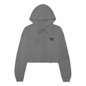 Dalix Butterfly Embroidered Fleece Cropped Hoodie Pullover Relaxed Fit Womens - 1 of 4