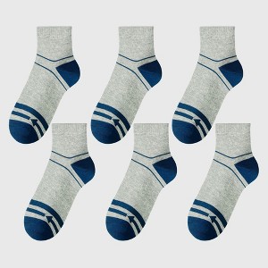 Anna-Kaci Men's 6pk Striped Ankle Socks - 1 of 4