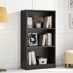 MAYEERTY 3-Shelf Adjustable Freestanding Wood Bookshelf - For Home Office (Cherry) - 1 of 4
