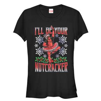 Juniors Womens Marvel Christmas Deadpool Nutcracker T-Shirt
