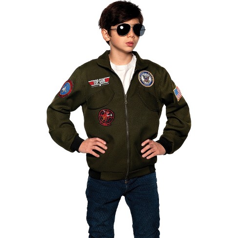 Kids' Navy Top Gun Pilot Jacket Child Costume - Size 8-10 - Green : Target