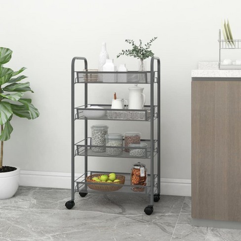 vidaXL 4-Tier Kitchen Trolley Gray 18.1 in.x10.2 in.x33.5 in. Iron - image 1 of 4