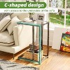Simple Trending C Shaped End Table, Tempered Glass Snack Side Table with Metal Frame, TV Tray for Small Space, Sofa Couch and Bed, Modern Style, Black - 4 of 4