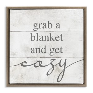Stupell Industries Grab Blanket Get Cozy Phrase Floating Frame Canvas Art - 1 of 4