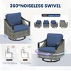 Buenhomino 3 PCS Patio Furniture Set Swivel Rocking Chairs Set of 2 with Glass Top Side Table - 4 of 4