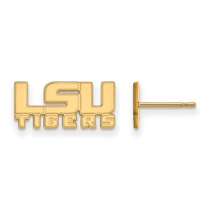 Black Bow Jewelry 10k Yellow Gold Louisiana State Fighting Tigers NCAA Post Earrings - 1 of 3