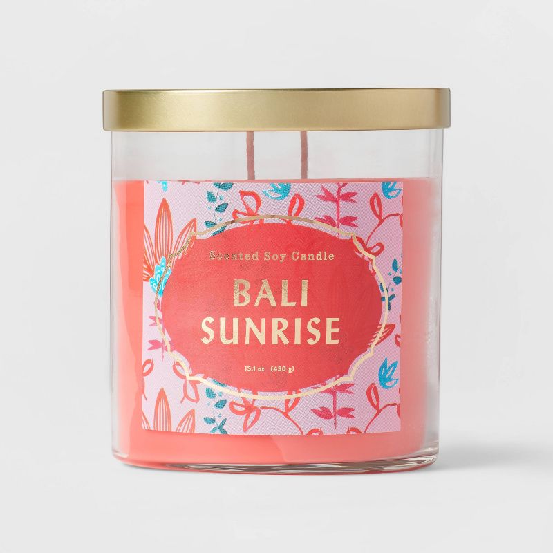 2-Wick Clear Glass Bali Sunrise Lidded Jar Candle 15.1oz - Opalhouse&#8482;, 1 of 8