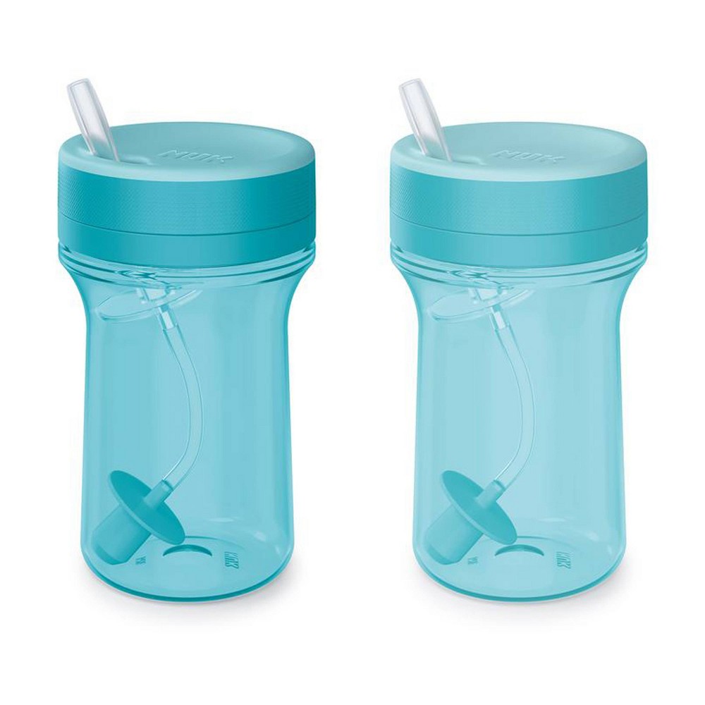 Photos - Baby Bottle / Sippy Cup NUK Everlast Straw Cup - Teal Blue - 10oz/2pk 