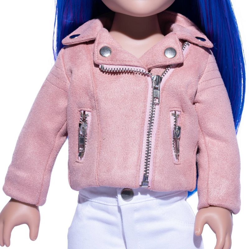 I&#39;M A GIRLY Light Pink Faux Suede Jacket Outfit for 18&#34; Fashion Doll, 4 of 6