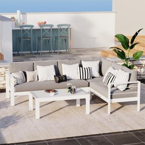 Heynemo Aluminum Patio Furniture Set with Coffee Table, Modern Outdoor Furniture Couch with Water-Resistant Cushion for Balcony Backyard - 1 of 4