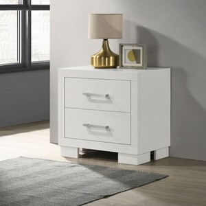 PAGED High Gloss Nightstand Modern Side Table with 2 Storage Drawers and Metal Handles, Bedside Cabinet for Bedroom, Living Room - 1 of 4