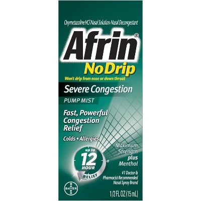 Afrin No Drip Maximum Strength Nasal Congestion Relief Pump Mist - 0.5 fl oz