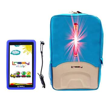 LINSAY 7" 2GB RAM 64GB STORAGE New Android 13 Tablet with Blue Kids Defender Case, Earphones and LED Backpack in Blue
