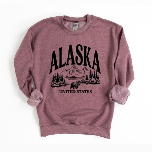 Simply Sage Market Women's Graphic Sweatshirt Alaska Forest Scene - 1 of 4