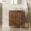 phiestina 24" Walnut Small Bathroom Vanity, Fully Pre-Assembled with Ceramic Sink, 2 Soft Close Doors, Faucet Not Included - 3 of 4