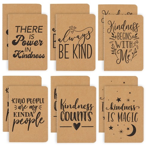 8-Pack Inspirational Notebook 5x8 Journal, Motivational Kraft Paper Journals, A5 Lined Happy Theme, Bulk Set, Art Journals, Teacher Notebook for