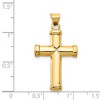 Black Bow Jewelry Men's 14k Yellow Gold Hollow 3D Polished Cross Pendant - 4 of 4