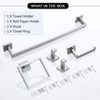 5 Pieces Bathroom Hardware Accessories Set Towel Bar Set Wall Mounted,Stainless Steel - 3 of 4