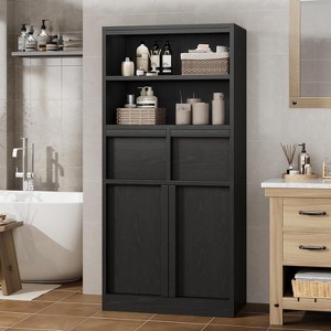 Tall Bathroom Cabinet, Floor Storage Cabinet with Doors & 2 Drawers, 51" H Tall Organizer Cabinet Freestanding for Bathroom, Living Room, Kitchen - 1 of 4