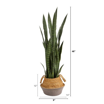 46-inch Green Sansevieria Artificial Plant in Burlap and Cotton Planter