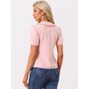 INSPIRE CHIC Women's Peter Pan Collar Puff Short Sleeve Button Cuff Elegant Blouse - 4 of 4
