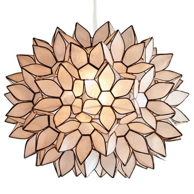 Modern Home Nautical White Capiz Shell Lotus Ceiling Pendant Light - 14" Diameter