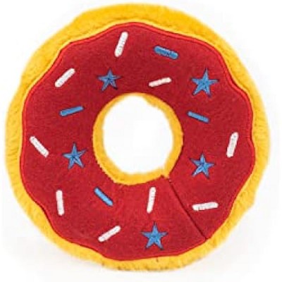 ZippyPaws - Original Donutz - No Stuffing, Squeaky Plush Dog Toy - Americana, Original Size (ZP1022)