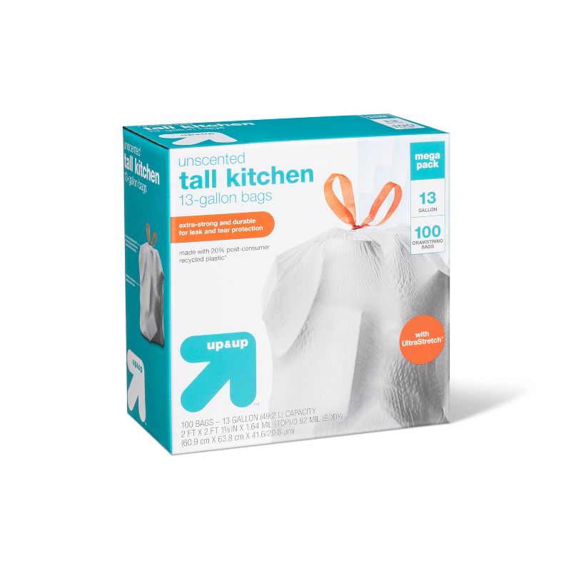 UltraStretch Tall Kitchen Drawstring Trash Bags - Unscented - 13 Gallon - up & up™, 3 of 4