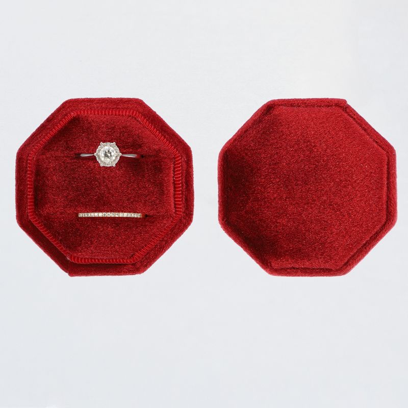Unique Bargains Octagon Velvet Ring Box 2 Slots for Wedding Ceremony Proposal Engagement Birthday 1 Pc, 5 of 7