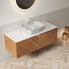 Bathroom Vanity&Sink, Floating Plywood Storage Cabinet,  Marble Pattern Ceramic Vessel Basin&Carrara White Sintered Stone Top - 3 of 4