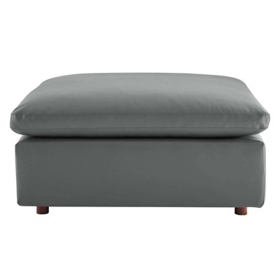 Luxurious Gray Faux Leather 5-Piece Sectional with Ottoman
