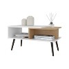 NicBex Coffee Tables for Living Room Modern Rectangle Coffee Table with Spacious Open Shelf and Conical Legs, White + Natural Oak - 4 of 4