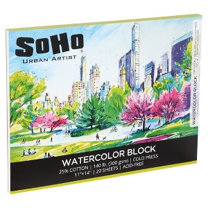 SoHo Urban Artist Watercolor Blocks - 140lb 20 Sheets Cold Press, Professional, Sustainable, Acid-Free - 1 of 4