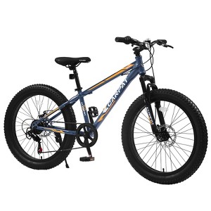 Gulches 24 Inch Fat Tire Mountain Bike Full Shimano 7-Speed, Dual Disc Brakes, High-Carbon Steel Frame, Front Suspension, for Adults/Youth - 1 of 4